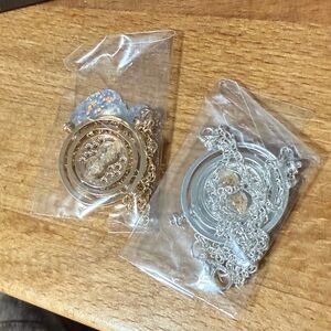 Gold and Silver Time Turner Pendant Necklaces 2 pcs